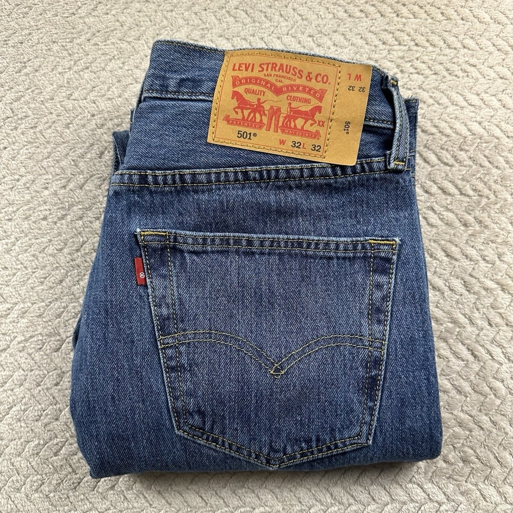Levi's 501xx Men's Button Fly Jeans 32x32 Blue Denim Casual Work Preppy Modern - Picture 7 of 15